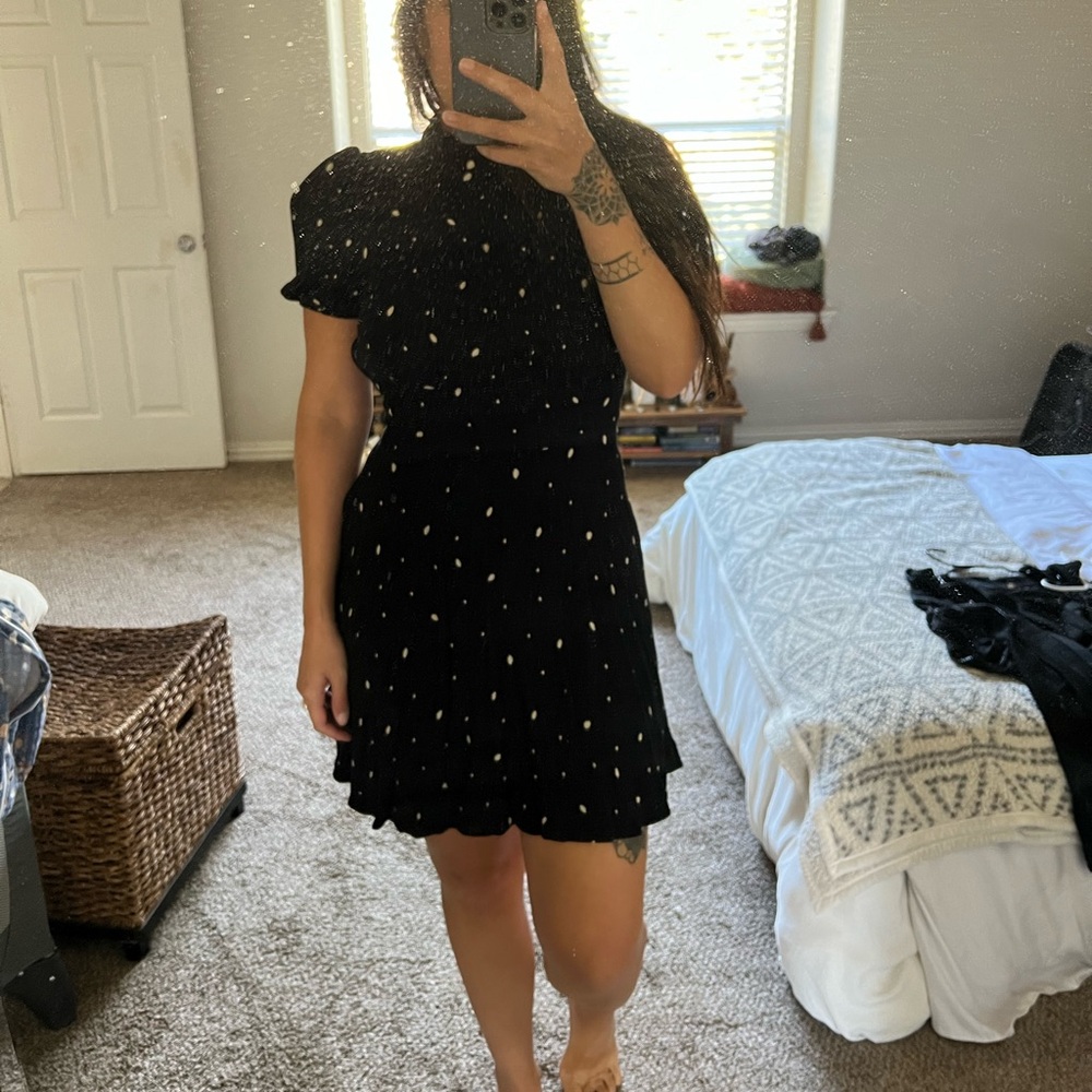 Free People Polka Dot Mini Dress | Black & White | Size 6 or Medium